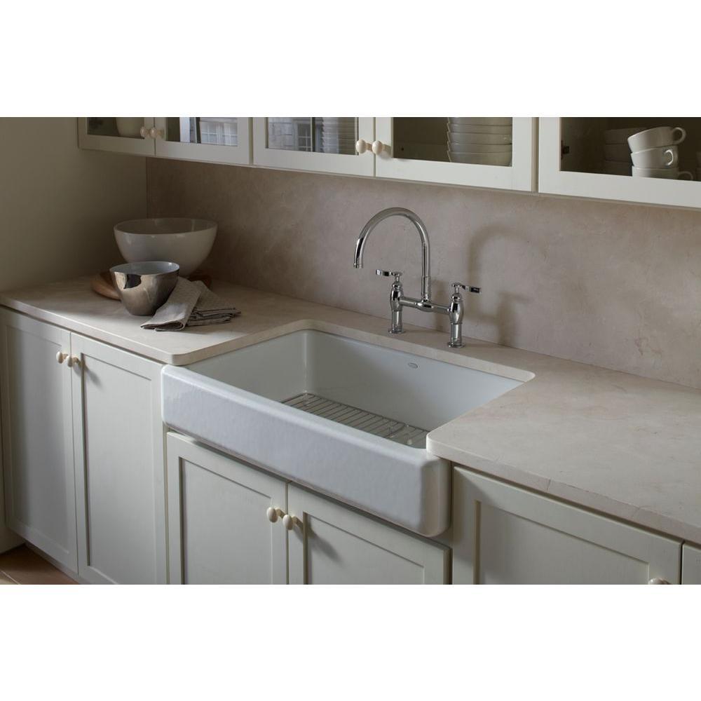 Whitehaven Farmhouse Apron Front Self-Trimming Cast Iron 36 in. Single Bowl Kitchen Sink in White - Super Arbor