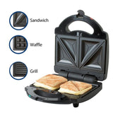 3-in-1 760 W Black Sandwich Maker