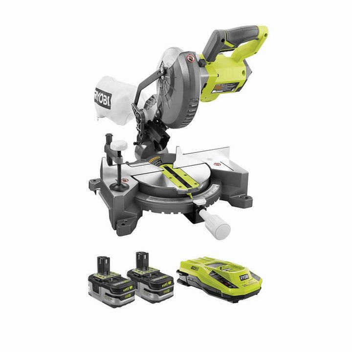 ONE+ 18V Cordless 7-1/4 in. Miter Saw with (2) 3.0 ONE+ 18V LITHIUM+ HP Batteries and Dual Chemistry Charger