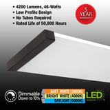 Commercial Electric 48 in. x 10 in. 4200 Lumens Matte Black End Caps Integrated LED Panel Light Selectable CCT Kitchen Lighting