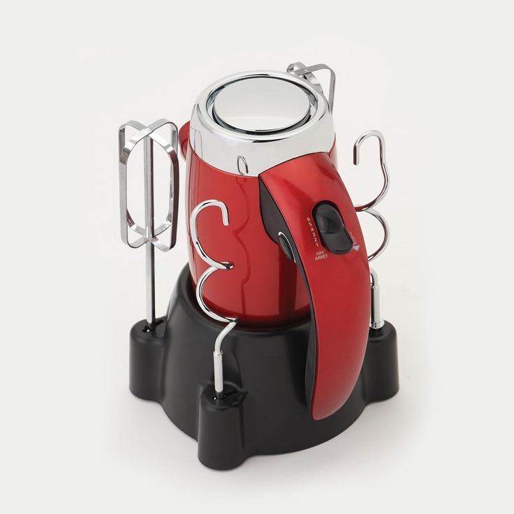 7-Speed Red Hand Mixer with Mini Stand