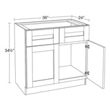 Home Decorators Collection Washington Vesper White Plywood Shaker Assembled Vanity Sink Base Kitchen Cabinet Sft Cls 36 in W x 24 in D x 34.5 in H