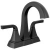 Delta Sandover Matte Black 2-handle 4-in Centerset WaterSense Bathroom Sink Faucet with Drain