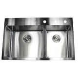Drop-in Top Mount 16-Gauge Stainless Steel 36 in. x 22 in. x 10 in. 60/40 Offset Double Bowl Kitchen Sink
