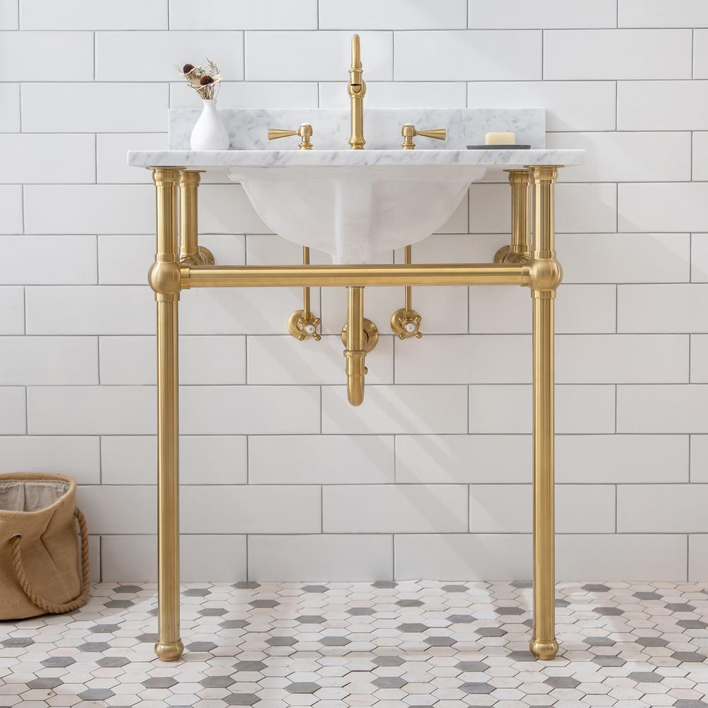 Embassy 30 in. Brass Wash Stand Legs with Satin Brass Connectors - Super Arbor