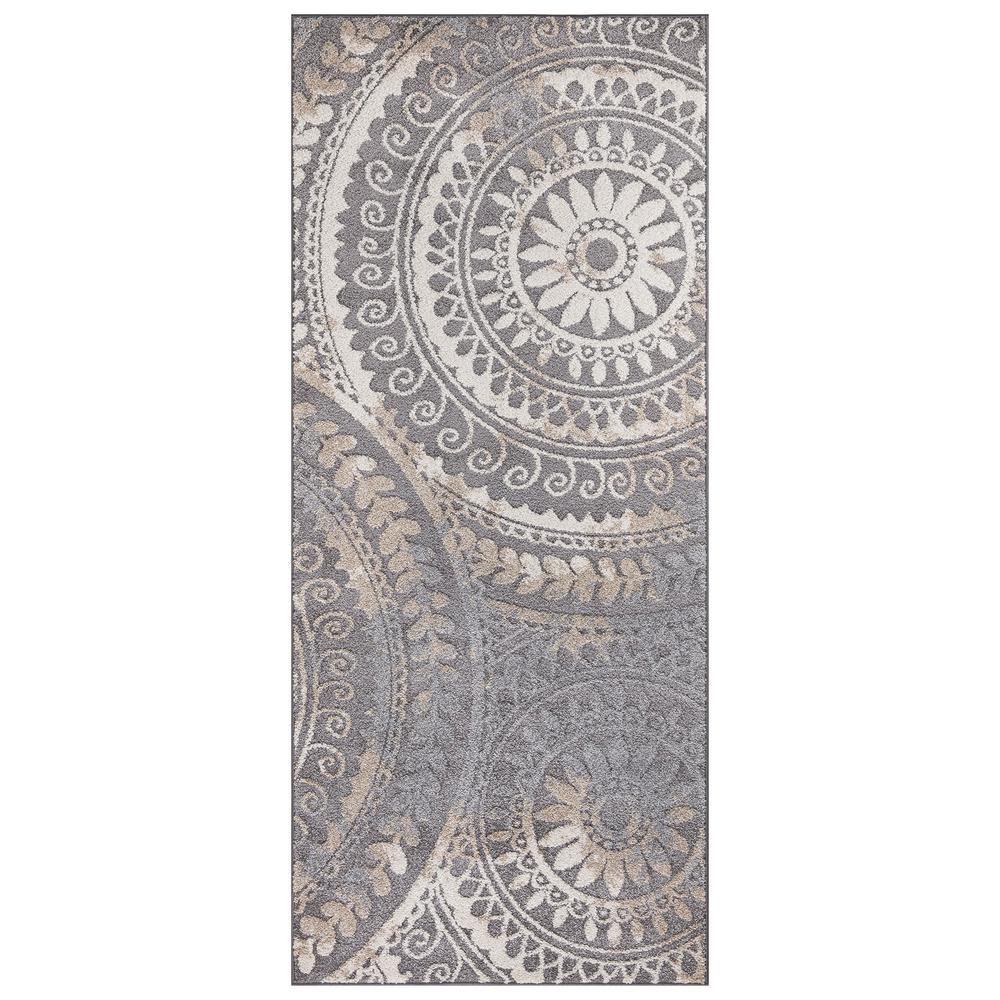 Spiral Medallion Cool Gray Tones 8 ft. x 10 ft. Area Rug - Super Arbor