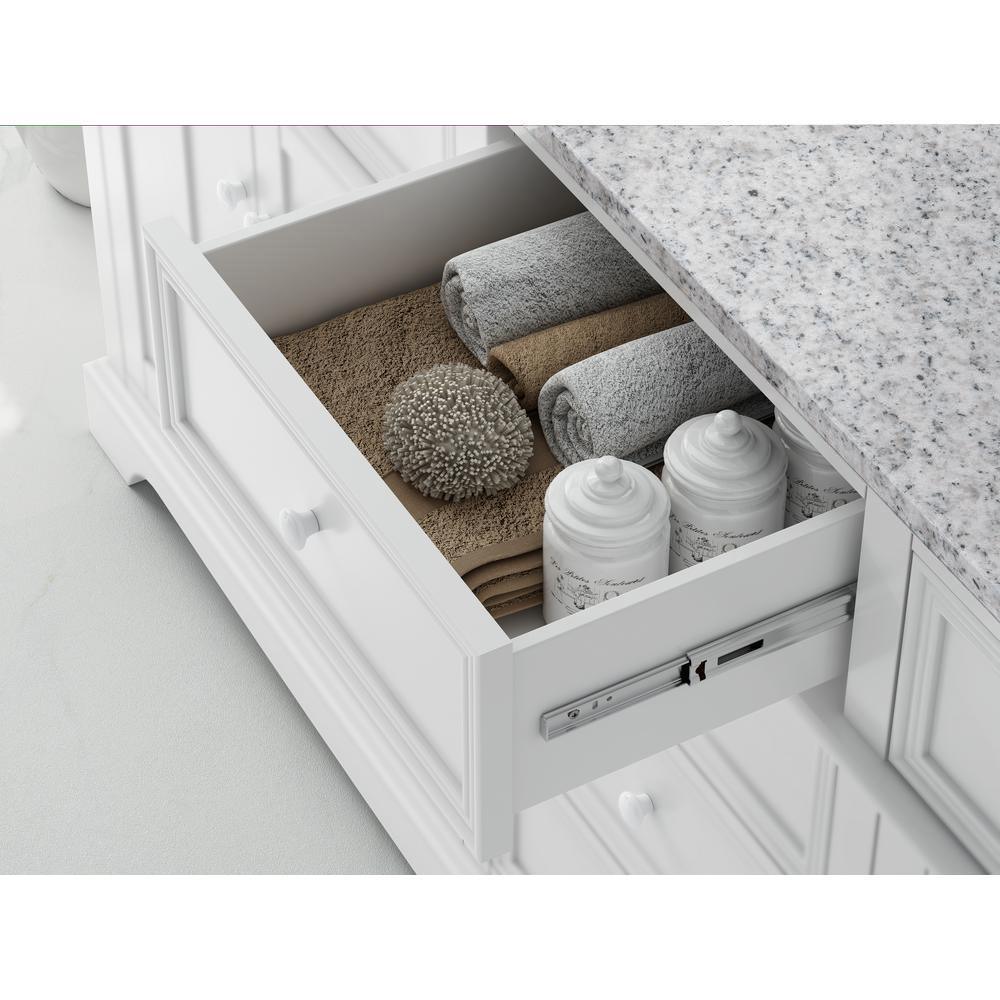 Fremont 72 in. W x 22 in. D Double Vanity in White with Granite Vanity Top in Grey with White Sink - Super Arbor