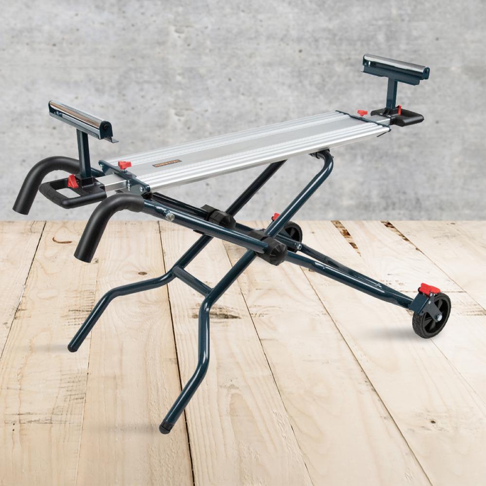 Dual Position Miter Saw Stand (Portable Edition) with Wheels, Quick Change Brackets and Aluminum Bed - Super Arbor