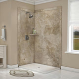 Elegance 36 in. x 48 in. x 80 in. 7-Piece Easy Up Adhesive Corner Shower Wall Surround in Triton - Super Arbor