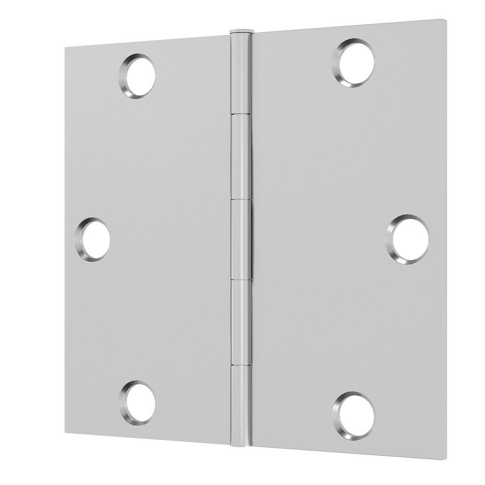 3-1/2 in. Chrome Square Corner Door Hinge - Super Arbor