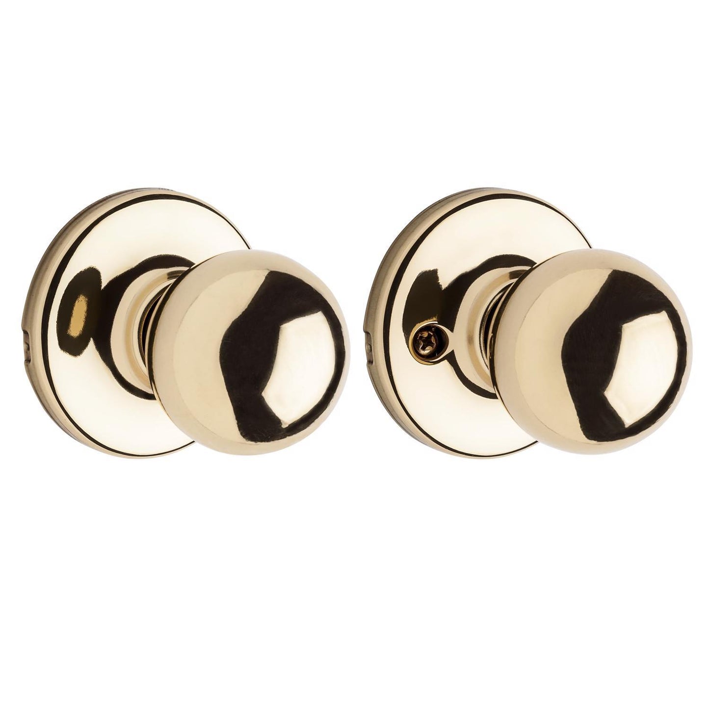 Kwikset Polo Polished Brass Passage Door Knob, Right or Left Handed