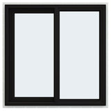 JELD-WEN FiniShield V-4500 35-1/2-in x 35-1/2-in x 3-in Jamb Left-operable Vinyl Black Sliding Window Full Screen Included