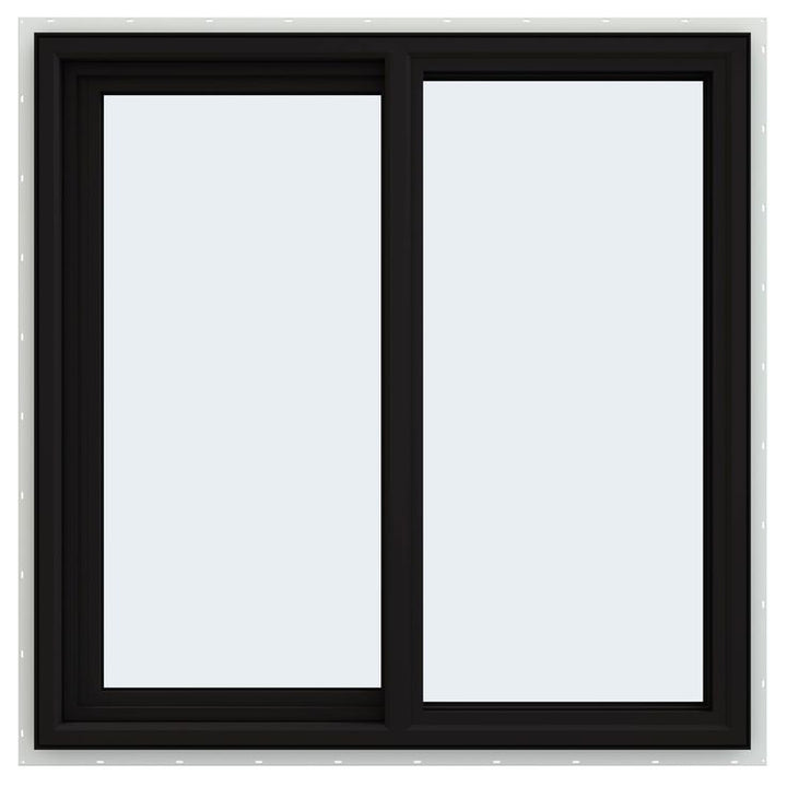 JELD-WEN FiniShield V-4500 35-1/2-in x 35-1/2-in x 3-in Jamb Left-operable Vinyl Black Sliding Window Full Screen Included