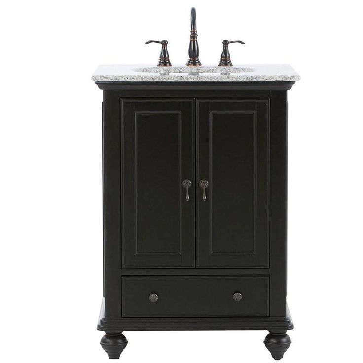 Newport 25 in. W x 21-1/2 in. D Bath Vanity in Pewter with Granite Vanity Top in Grey