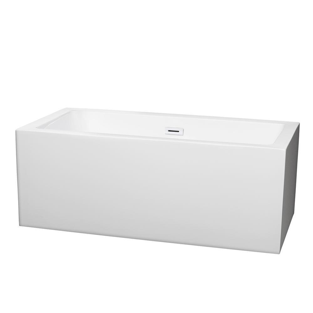 Melody 59.5 in. Acrylic Flatbottom Bathtub in White with Matte Black Trim - Super Arbor