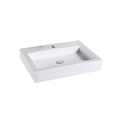 LUXIER Rectangular Bathroom Ceramic Vessel Sink Art Basin in White - Super Arbor