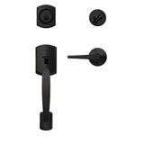 Custom Greenwich Matte Black Single Cylinder Door Handleset with Eller Door Lever - Super Arbor
