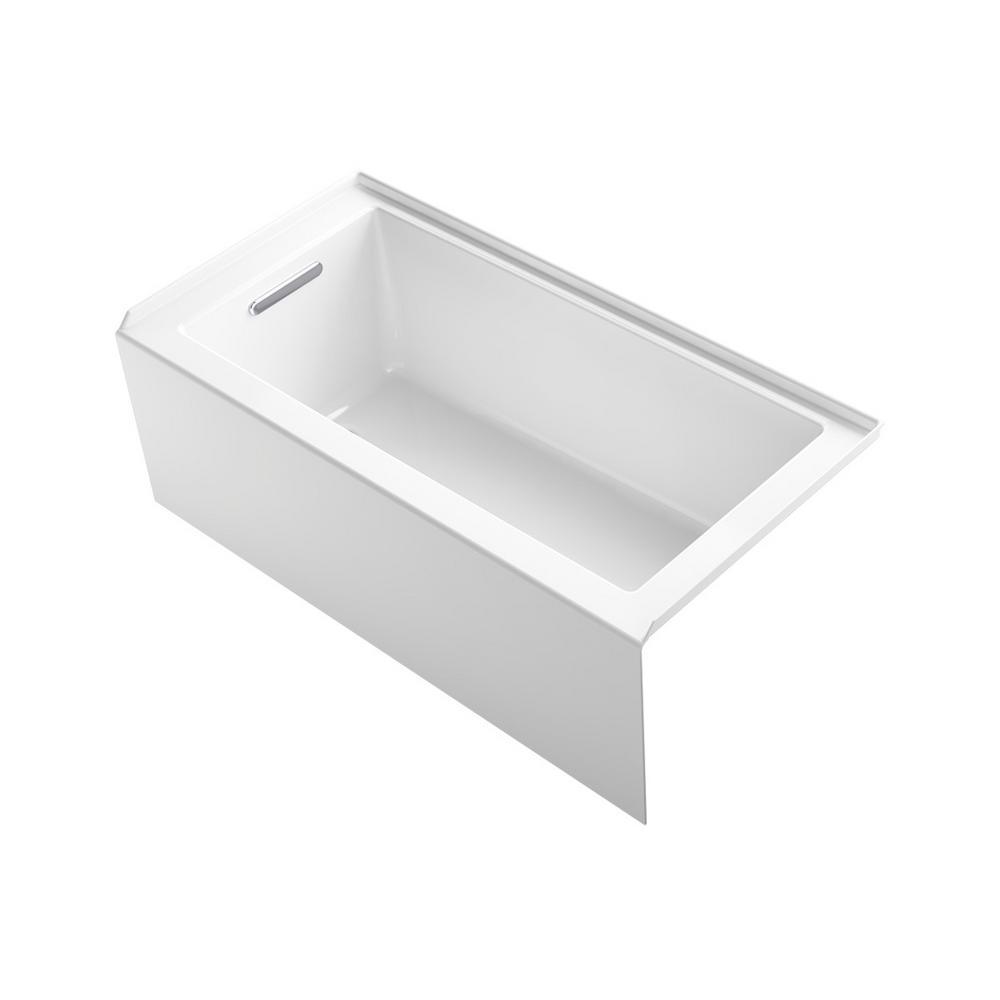 Underscore 60 in. Left Drain Rectangular Alcove Bathtub in White - Super Arbor