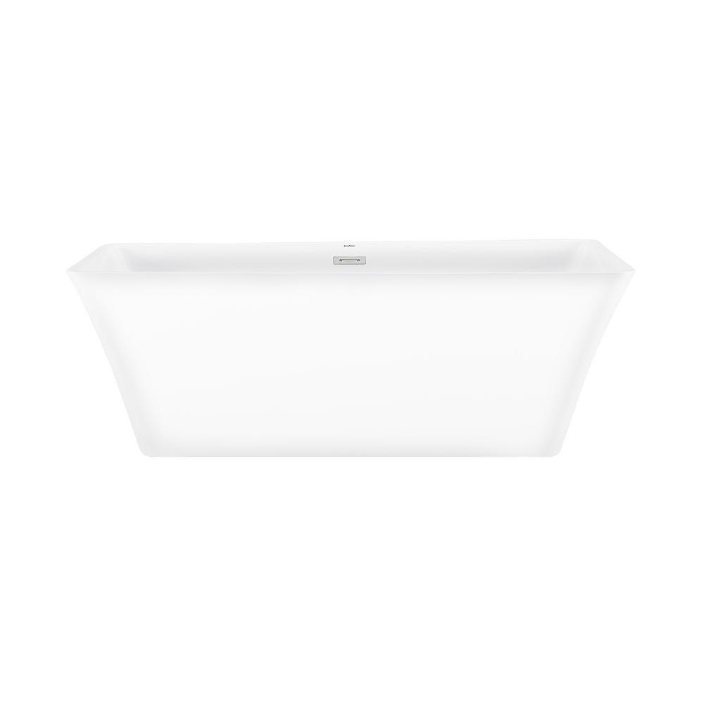 St Tropez 67 in. Acrylic FlatBottom Non-Whirlpool Freestanding Rectangular Soaking Bathtub in White - Super Arbor