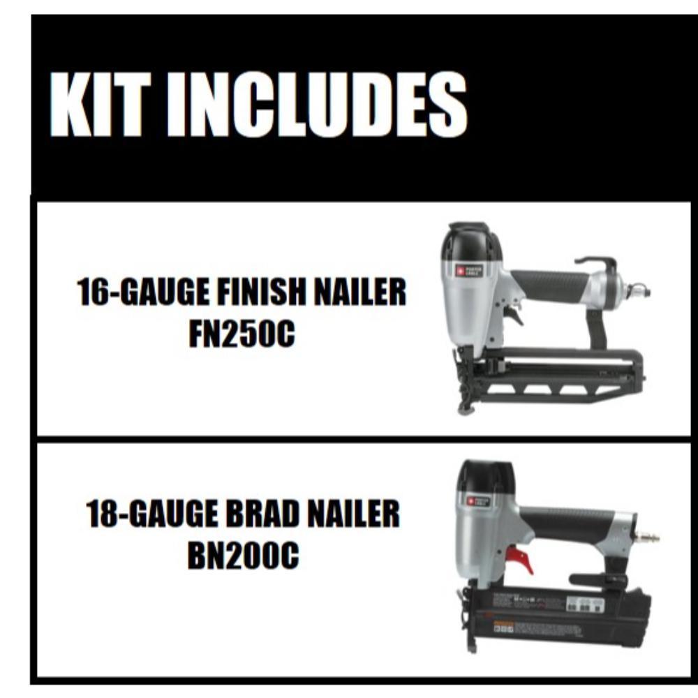 Pneumatic 16-Gauge 2-1/2 in. Nailer Kit with Bonus 18-Gauge Brad Nailer Kit - Super Arbor