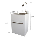 All-in-One 24.2 in. x 21.3 in. x 33.8 in. Stainless Steel Utility Sink and Large White Drawer Cabinet - Super Arbor