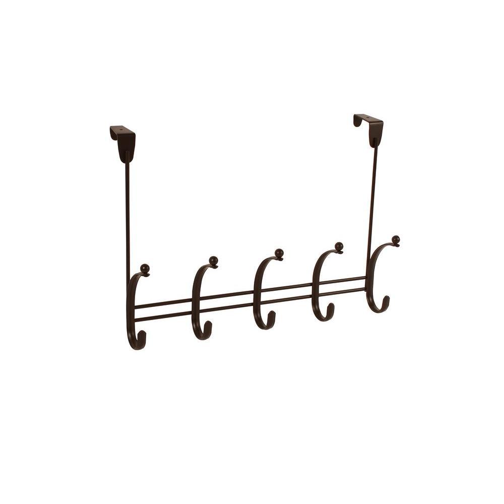 Voy 16-1/4 in. L Decorative 5-Hook Over the Door Rack in Black - Super Arbor