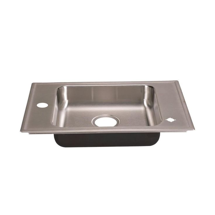 Classroom Sink, Drop-in, 17 in. x 25 in. 1-Compartment, ADA, SS, L/R Faucet Ledges, 4.5 in. Deep, Drain Center Rear