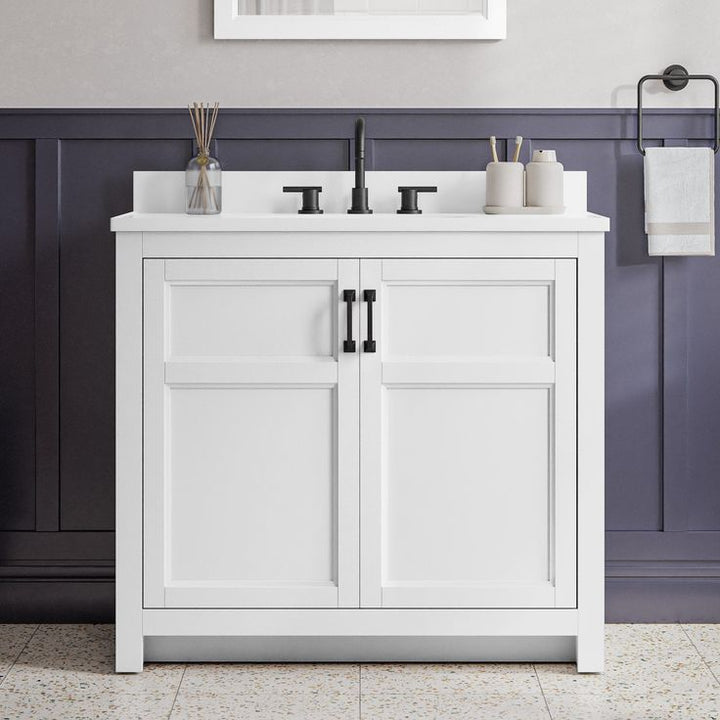 Style Selections Lowry 37-in White Single Sink Bathroom Vanity with White Acrylic Top