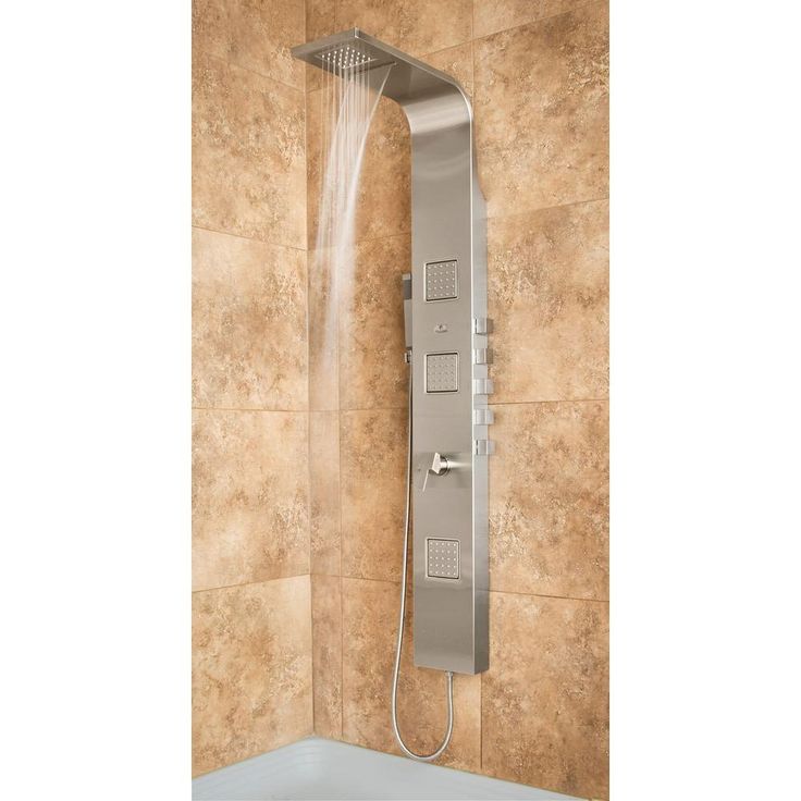 Waimea 3-Jet Shower System with Rainfall and Waterfall Showerheads in Brushed Stainless