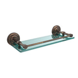 Que New 16 in. L x 3 in. H x 5 in. W Clear Glass Bathroom Shelf with Gallery Rail in Polished Chrome - Super Arbor