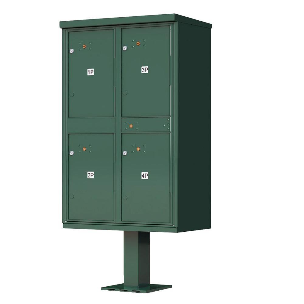 1590 Valiant Postal Gray 4-Compartment Parcel Lockers Pedestal Mount Mailbox - Super Arbor