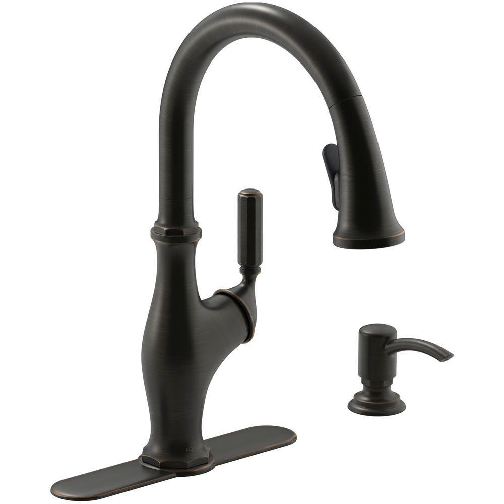 Worth Single-Handle Pull-Down Sprayer Kitchen Faucet in Vibrant Stainless - Super Arbor