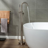 Alacant 67 in.¬†Acrylic Flatbottom Double Slipper White Bathtub with Brushed Nickel Faucet & Overflow and Drain - Super Arbor