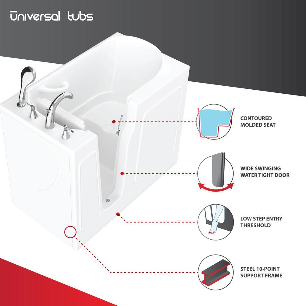 HD Series 26 in. x 46 in. Right Drain Quick Fill Walk-In Soaking Bathtub in White - Super Arbor