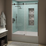 Coraline XL 56 - 60 in. x 70 in. Frameless Sliding Tub Door with StarCast Clear Glass in Stainless Steel, Left Opening - Super Arbor