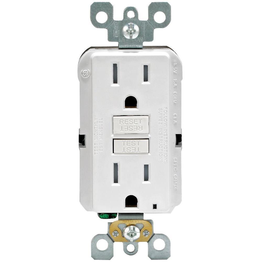 15 Amp 125-Volt Duplex SmarTest Self-Test SmartlockPro Tamper Resistant GFCI Outlet, White - Super Arbor