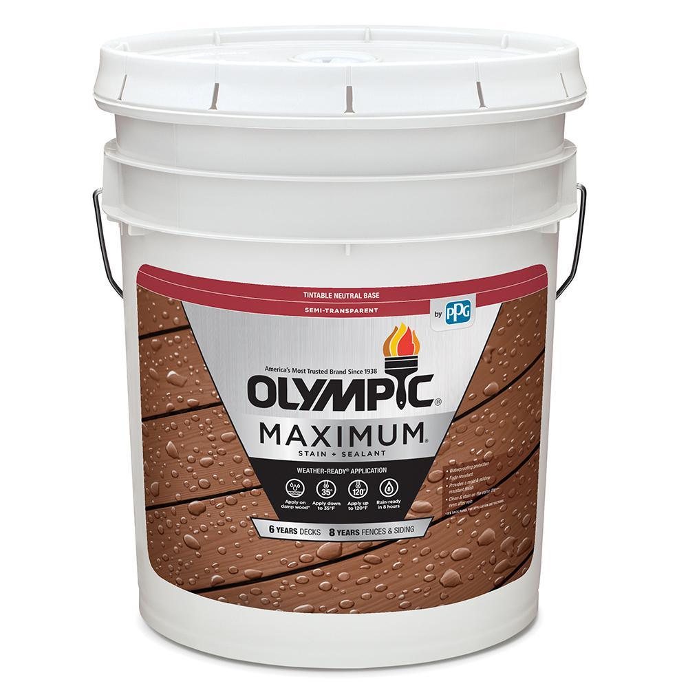 Olympic Maximum 5 gal. Teak Semi-Transparent Exterior Stain and Sealant in One - Super Arbor
