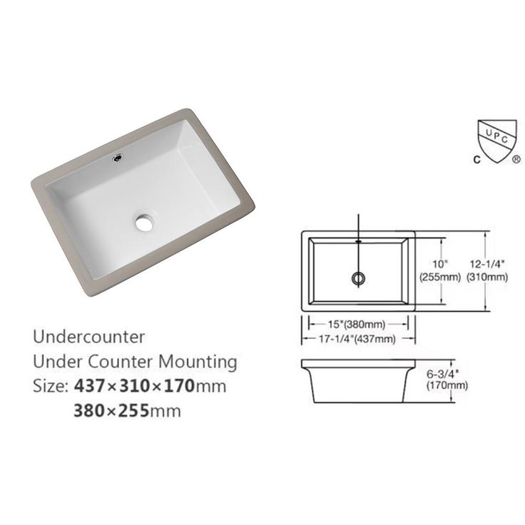 LORDEAR 18 in. Undermount Bathroom Vessel Sink Modern Rectangle Porcelain Ceramic Lavatory Vanity Bathroom Sink in Pure White