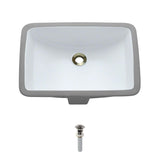 MR Direct Undermount Porcelain Bathroom Sink in White with Pop-Up Drain in Brushed Nickel