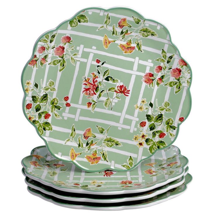 English Garden 16-Piece Seasonal Multicolored Earthenware Dinnerware Set (Service for 4)