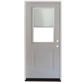 32 in. x 80 in. 1-Panel 1/2 Lite Mini-Blind Primed White Steel Prehung Front Door - Super Arbor