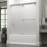 Lyndall 60 x 59-1/4 in. Frameless Mod Soft-Close Sliding Bathtub Door in Bronze with 3/8 in. (10mm) Clear Glass - Super Arbor