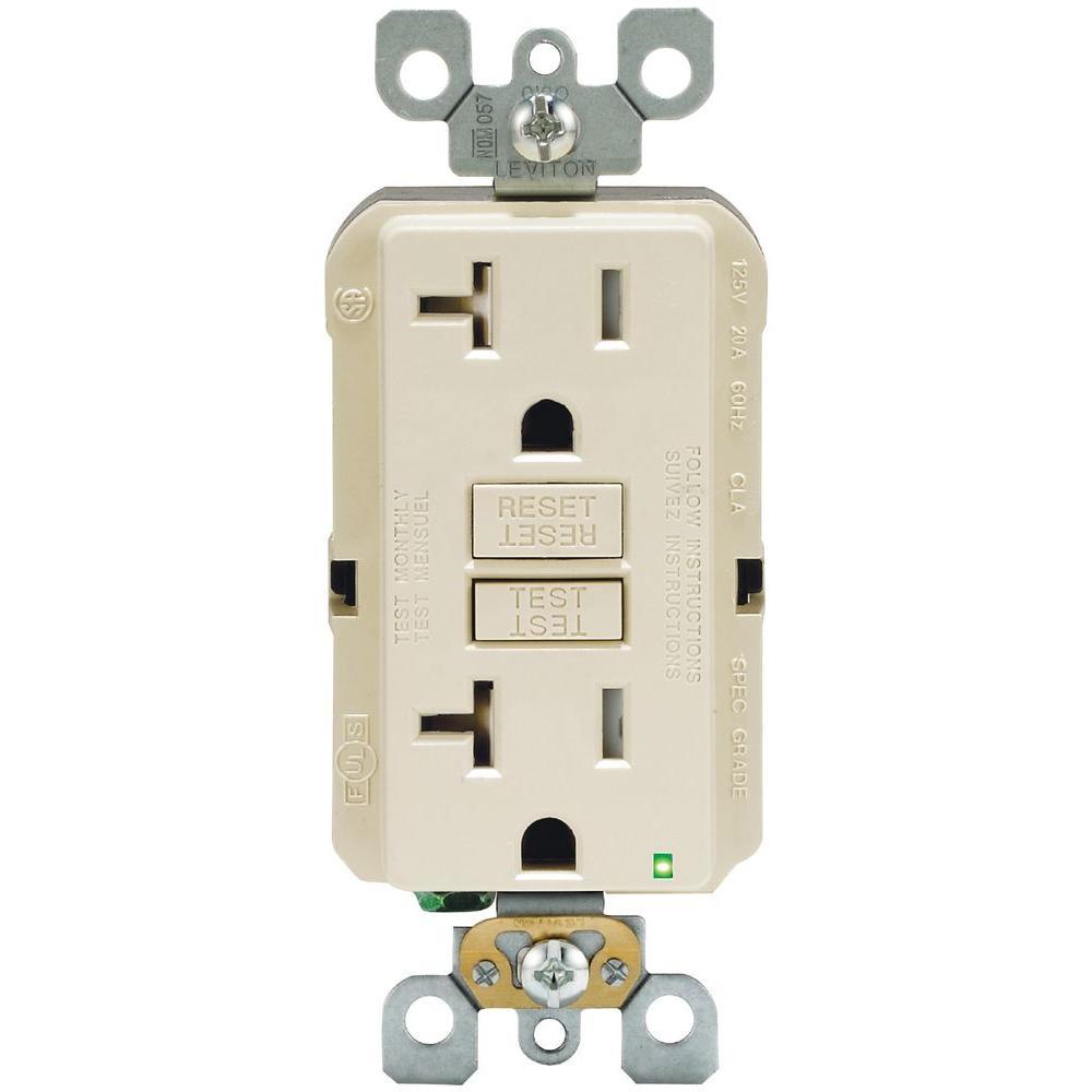 20 Amp 125-Volt Duplex SmarTest Self-Test SmartlockPro Tamper Resistant GFCI Outlet, Light Almond - Super Arbor