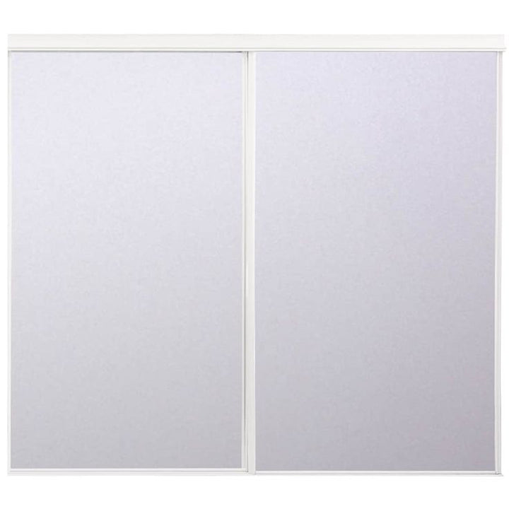 RELIABILT BY0120 60-in x 80-in White Mirrored Glass Prefinished Mirror Sliding Door Hardware Included
