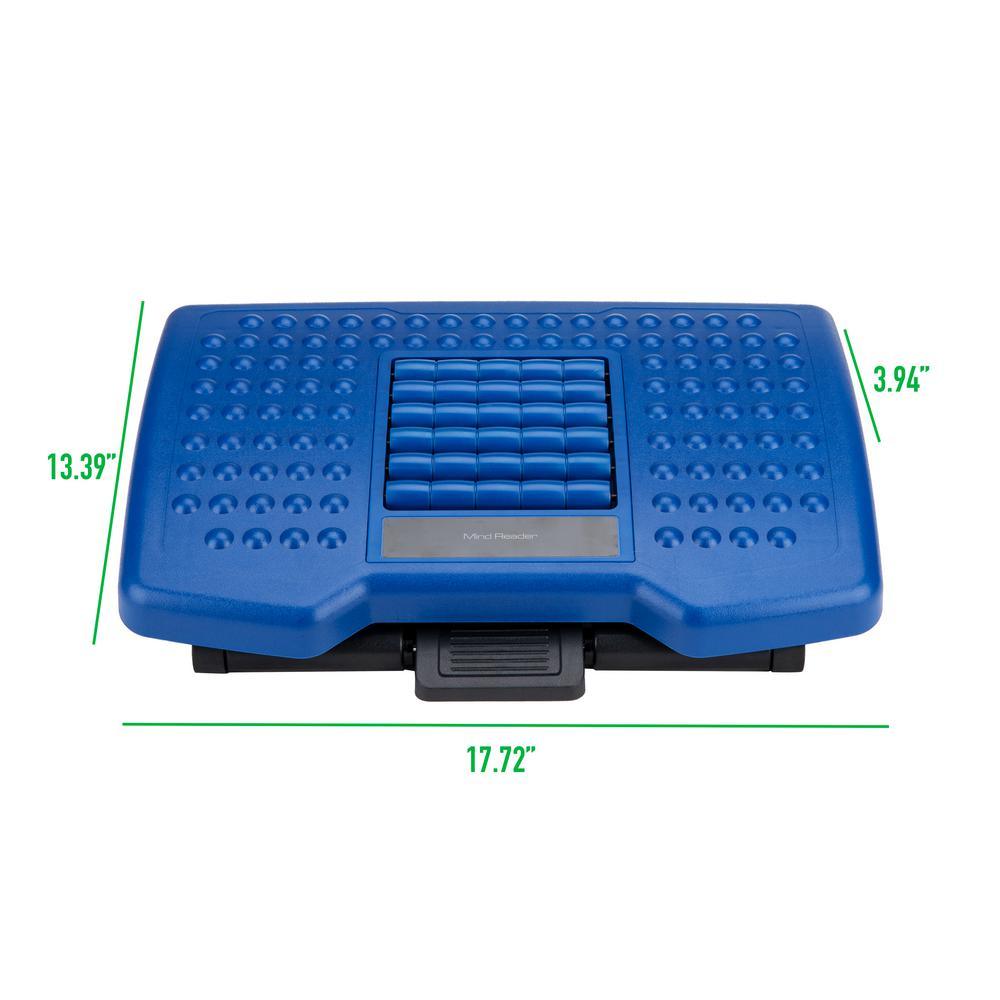 Blue Adjustable Height Ergonomic Foot Rest with Massage Rollers - Super Arbor