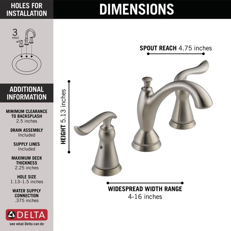 Delta Linden Stainless 2-handle Widespread WaterSense Bathroom Sink Faucet with Drain