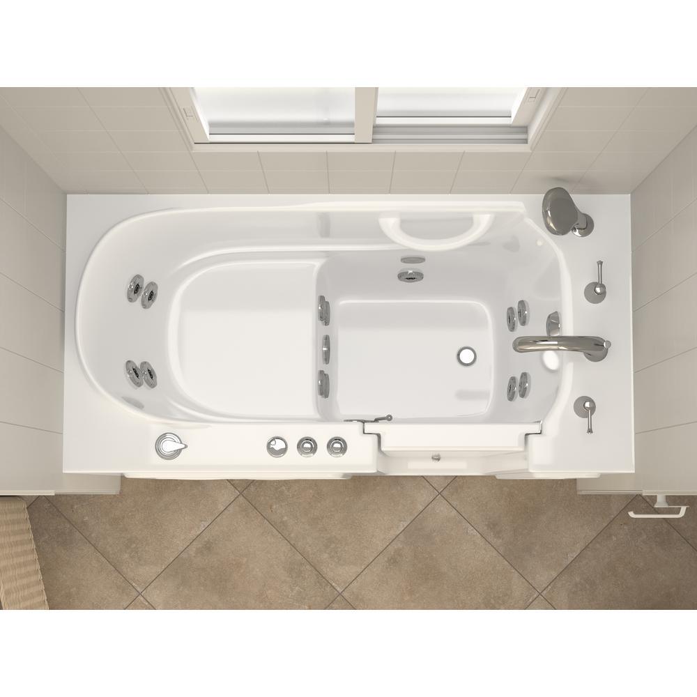 HD Series 53 in. Right Drain Quick Fill Walk-In Whirlpool Bath Tub with Powered Fast Drain in White - Super Arbor