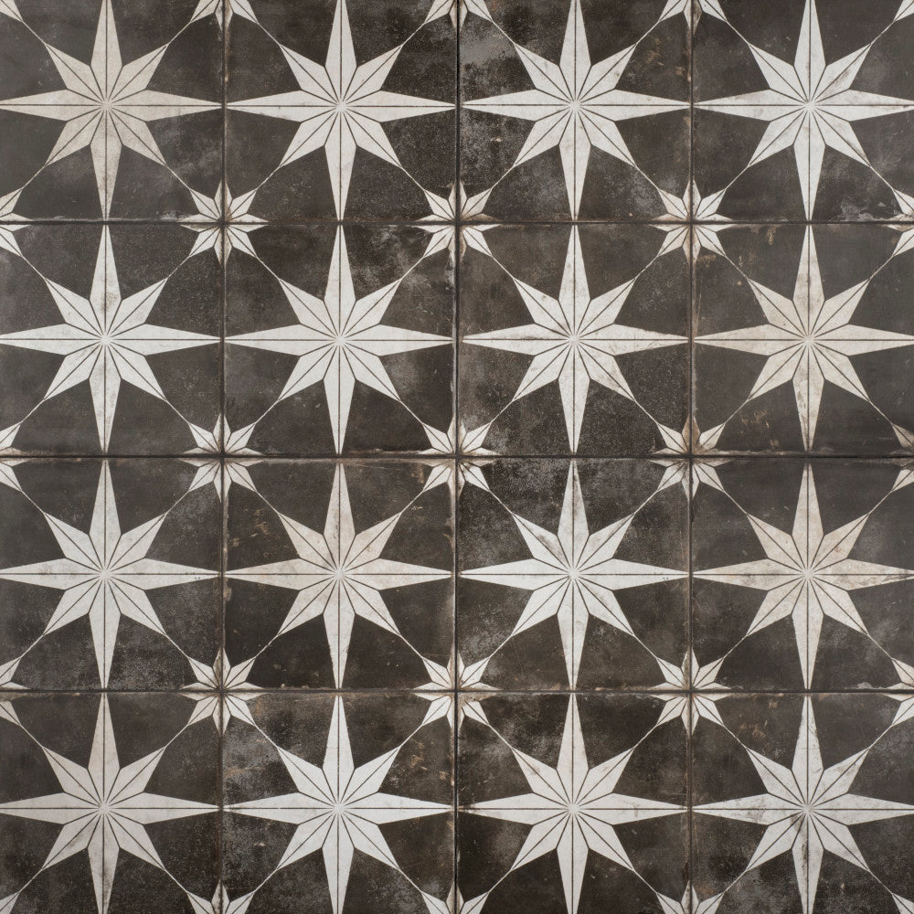 Merola Tile Kings Star Night 17-5/8 in. x 17-5/8 in. Ceramic Floor and Wall Tile, Low Sheen, Black