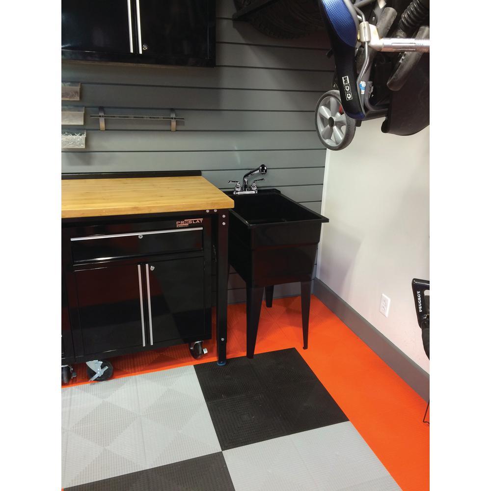 18 in. x 24 in. Recycled Polypropylene Black Laundry Sink with 2 Hdl Non Metallic Pullout Faucet and Installation Kit - Super Arbor