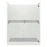 Del Mar Grand Hinged 36 in. x 54 in. x 80 in. Center Drain Alcove Shower Kit in Natural Buff and Satin Nickel Hardware - Super Arbor